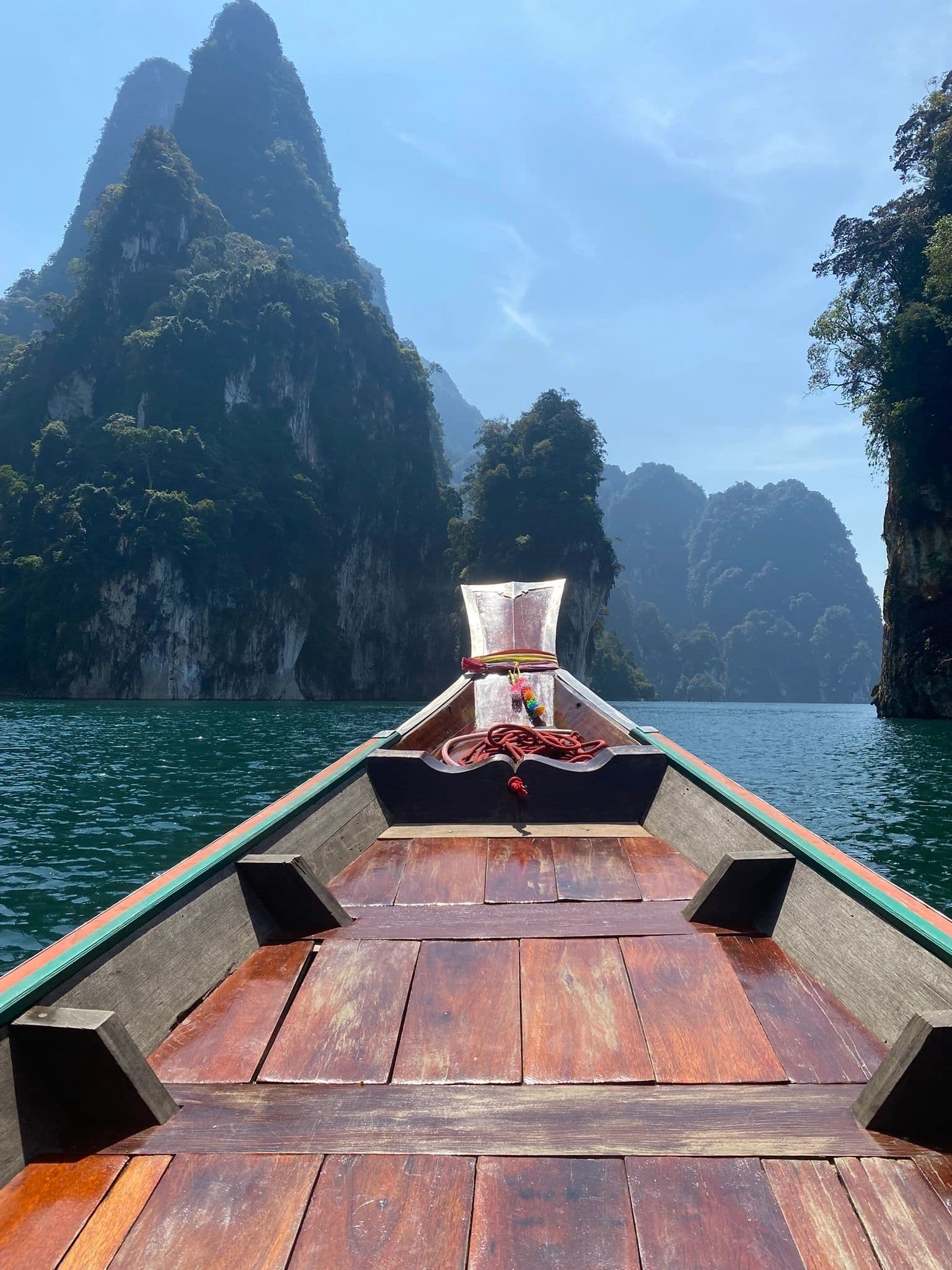 View from a long-tail boat on Cheow Lan Lake, Thailand