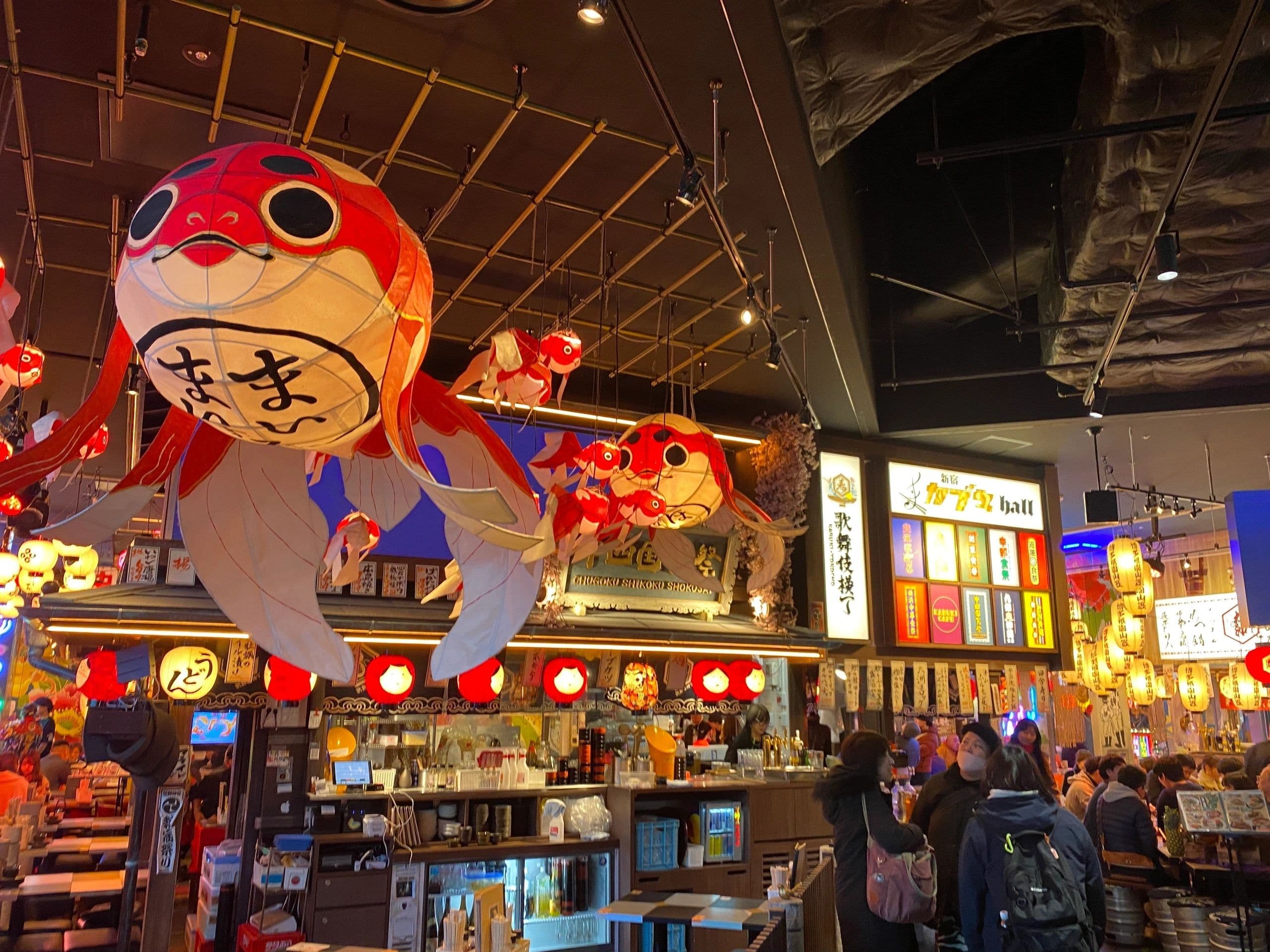 Goldfish lanterns at Shinjuku Kabuki Hall in Tokyo