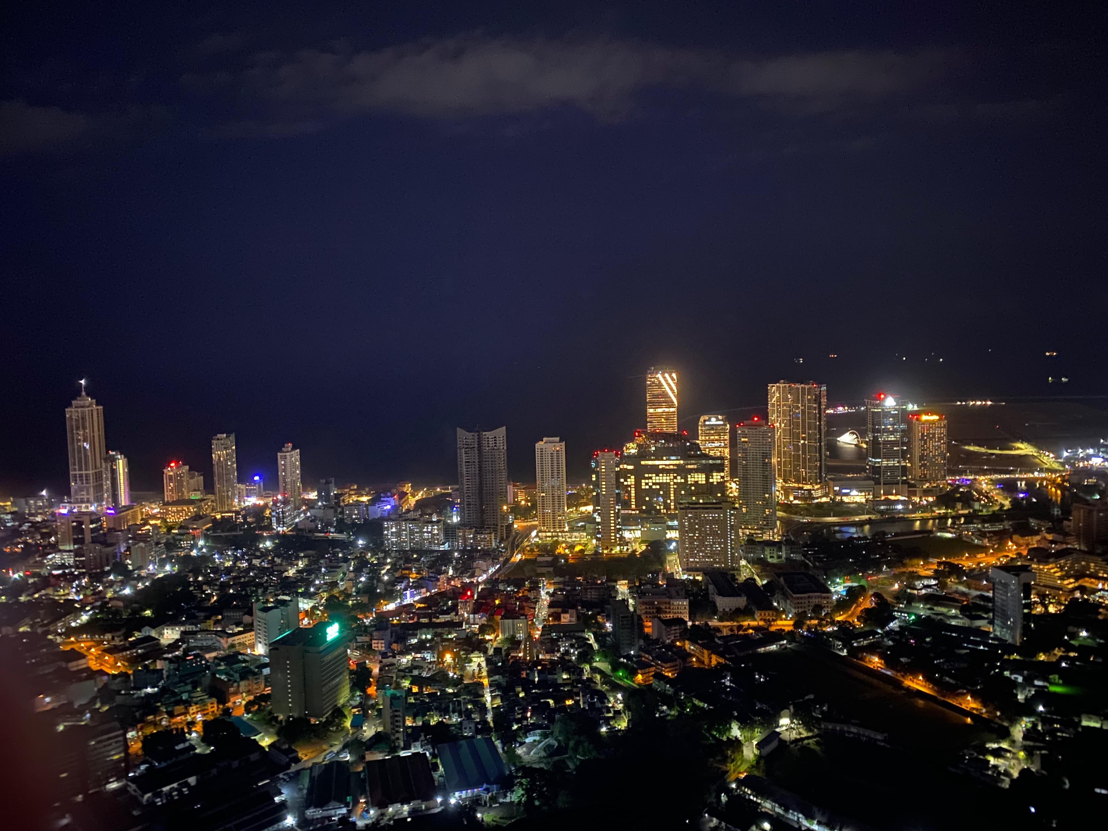Night skyline of Colombo, Sri Lanka, from above